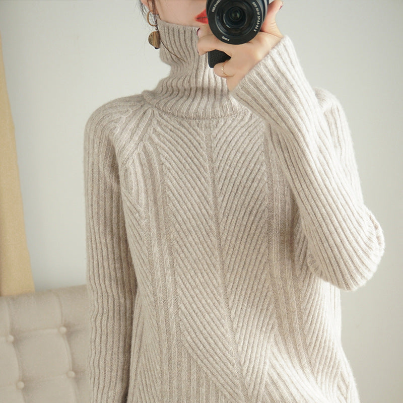 Turtleneck Wool Sweater Women's Pullover Long-sleeved Knitted Sweater