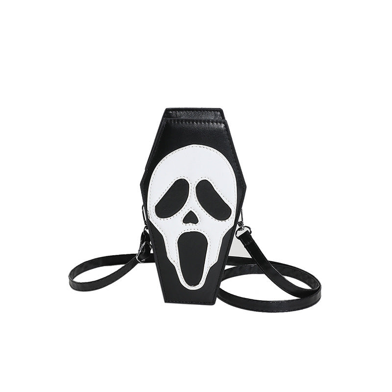 Halloween Coffin-shape Gothic Ghost Shoulder Bag Spider Web Messenger Crossbody Bag Kids Personality Phone Bag For Women