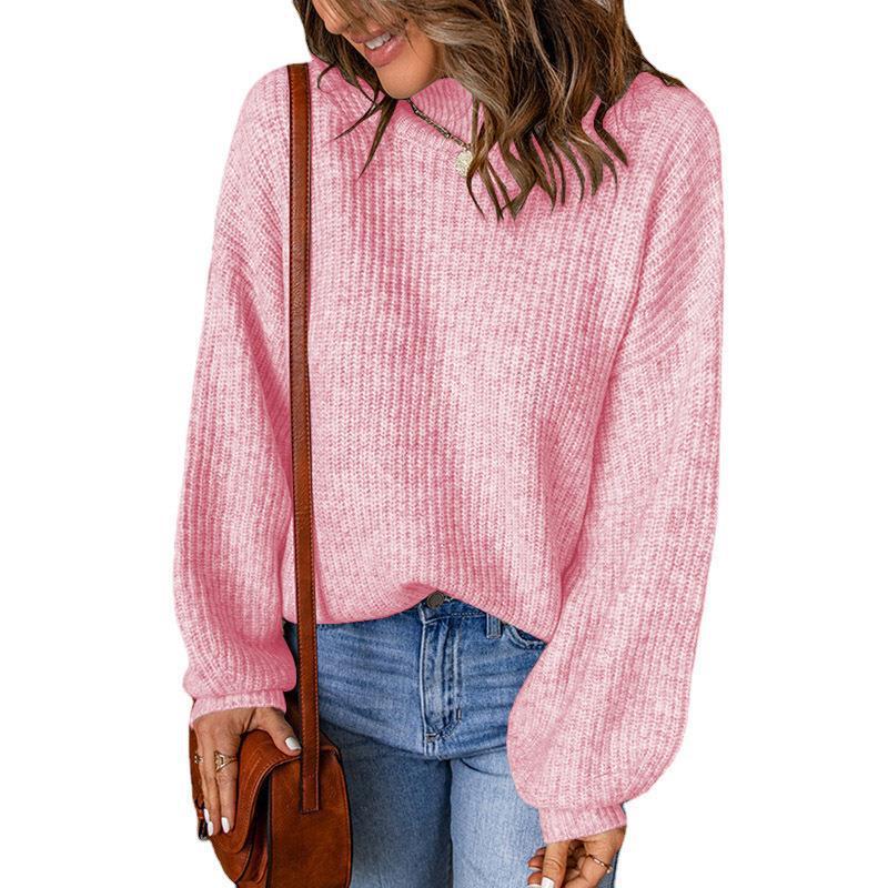 Women's Autumn And Winter Turtleneck Solid Color Loose Pullover Sweater