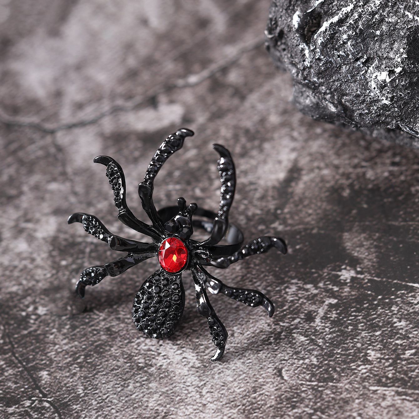 Halloween Spider Ring With Rhinestone Ins Personality Fashion