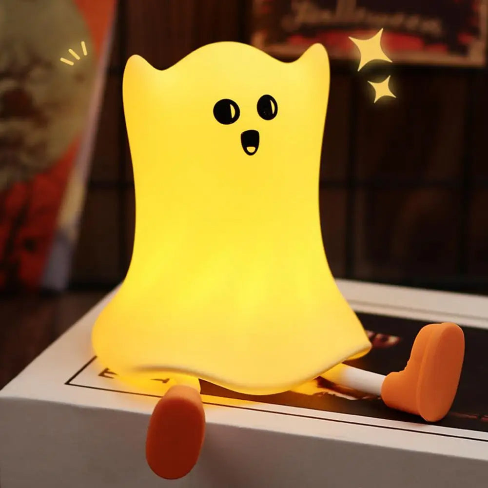 Halloween SiliconHalloween e Ghost Shaped Bedside Lamp With Touch Control Soft Glow For Water-resistant Decoration