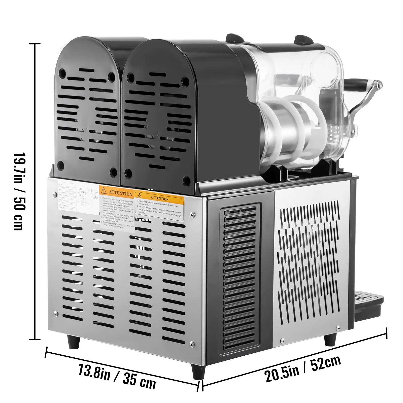 3Lx2 Commercial Slushy Machine Stainless Steel Margarita Slushie Maker Frozen Drink Maker for Ice Juice Tea Coffee Making, Sliver