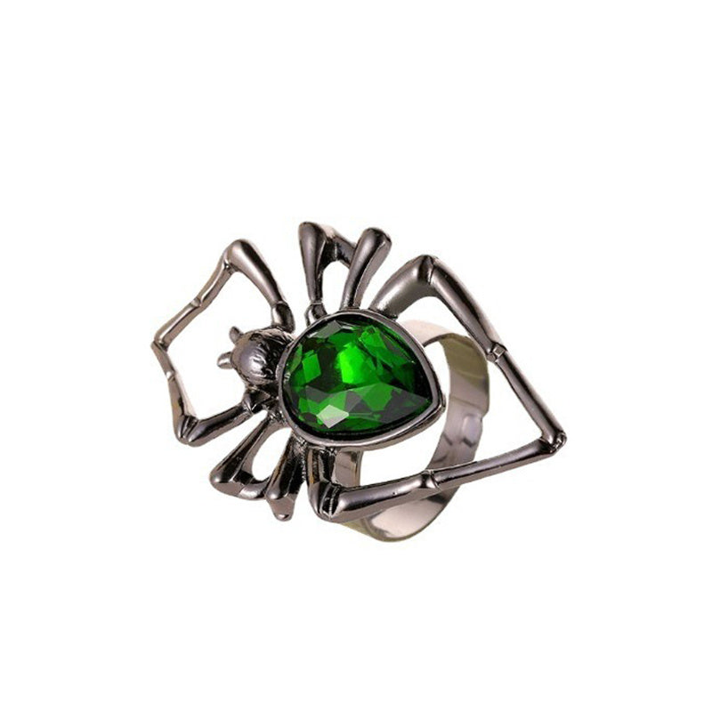 3pcs Halloween Drop-shaped Spider Necklace Set With Earrings Ring Vintage Necklace Pendant