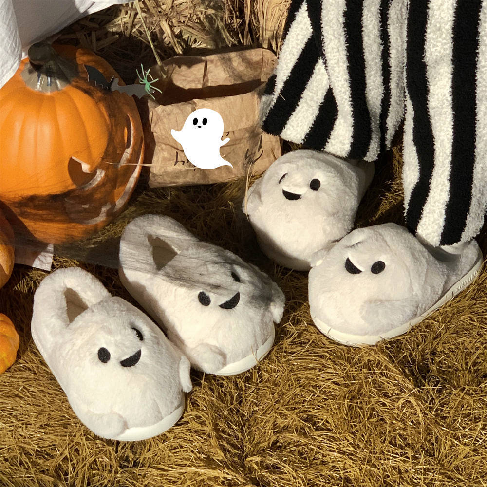 Couple Halloween Cute Little Ghost All-inclusive Cotton Slippers