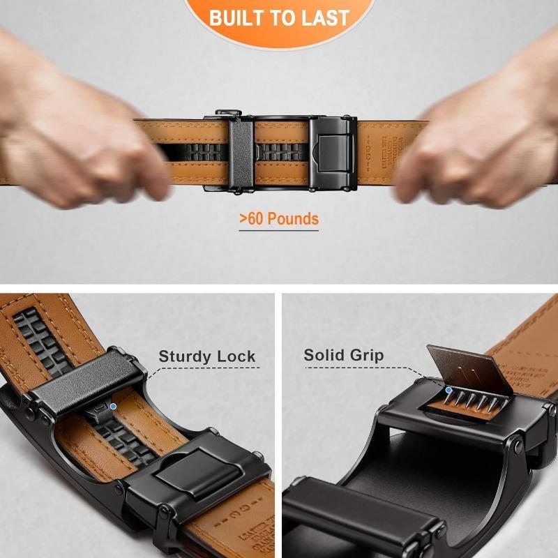 Men's Premium Leather  Automatic Buckle Adjustable Ratchet Belt