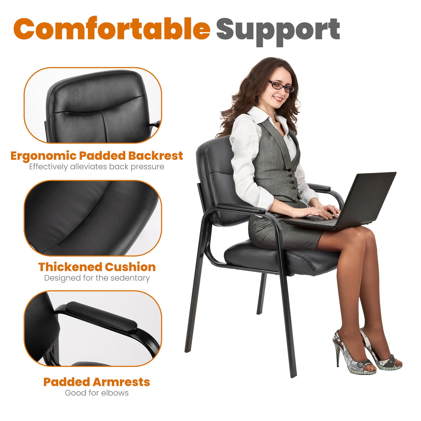 Leather Conference Room Chairs With Padded Arms,eception Chairs,Office Guest Chairs
