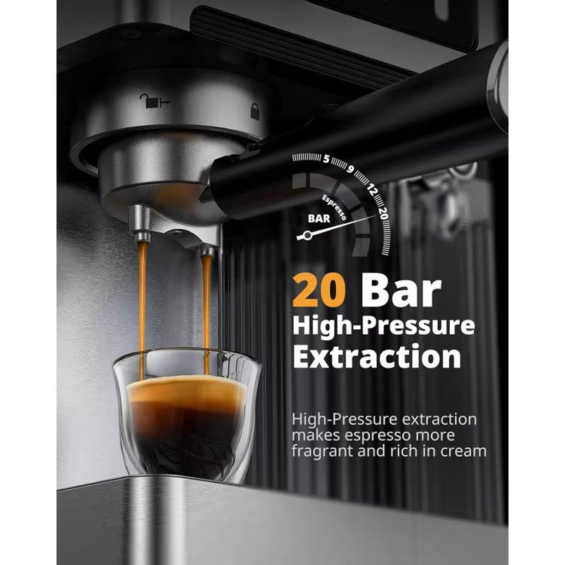 Espresso and Cappuccino Machine - 20 Bar Dual Boiler Latte Machines with Automatic Milk Frother - 3 in 1 Coffee Maker Wi