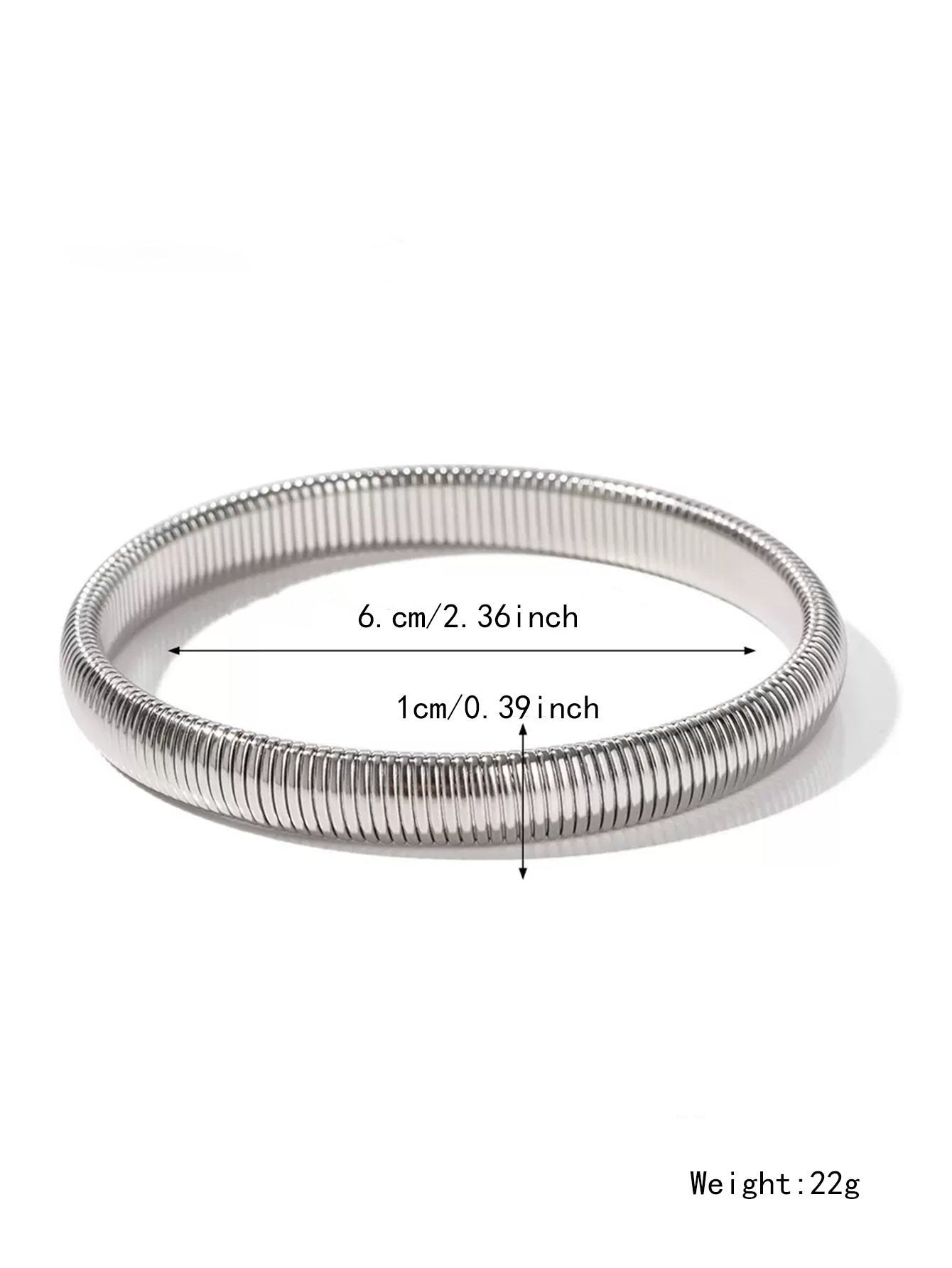 Women's Exaggerated Vertical Stripe Ring Elastic Titanium Steel Bracelet