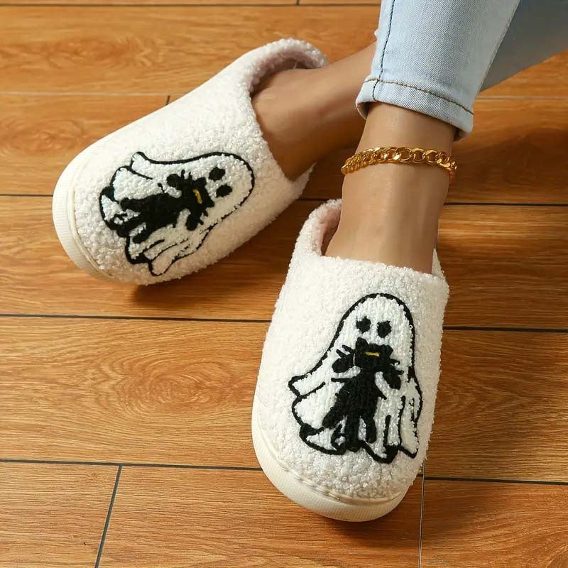 Cartoon Non-slip Ghost Towel Embroidery Closed-toe Slippers