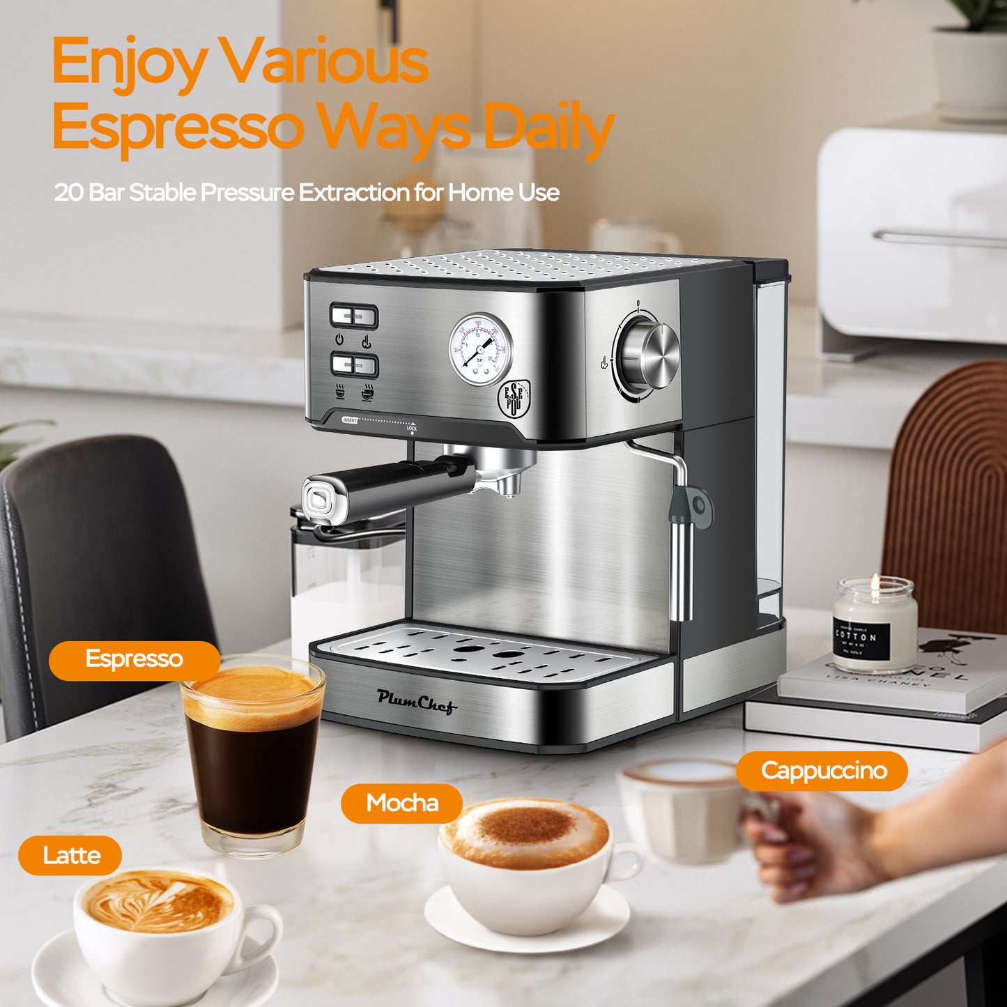 20 Bar Professional Espresso Machine With Milk Frother