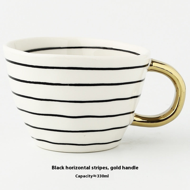 Geometric Hand Pinch Irregular Wide Mouth Ceramic Cup