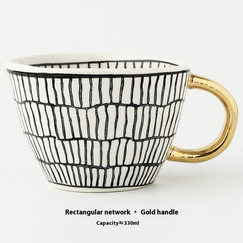 Geometric Hand Pinch Irregular Wide Mouth Ceramic Cup