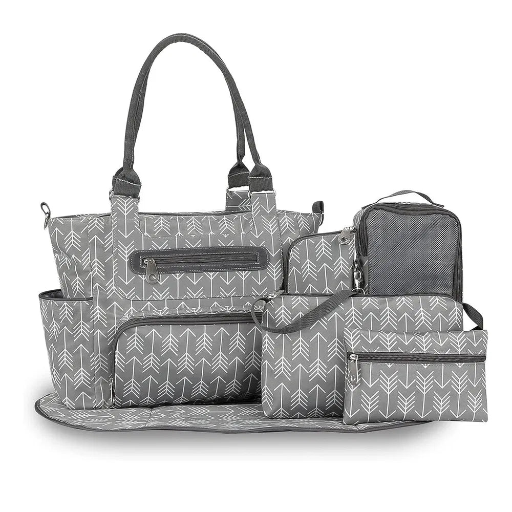 8Pcs Baby Nappy Diaper Bags Set For Mom Dad Mummy Handbags Multifunctional Diaper Changing Bags With Bottle Bag Mesh Bag Purse Diaper Pad 2 Burp Cloths 2 Hook Straps