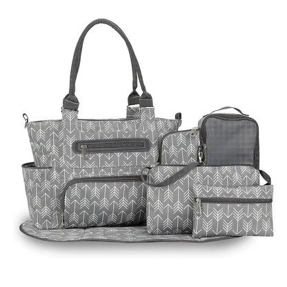 8Pcs Baby Nappy Diaper Bags Set For Mom Dad Mummy Handbags Multifunctional Diaper Changing Bags With Bottle Bag Mesh Bag Purse Diaper Pad 2 Burp Cloths 2 Hook Straps