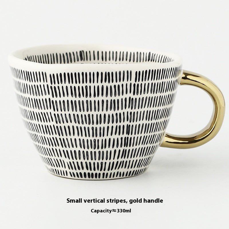 Geometric Hand Pinch Irregular Wide Mouth Ceramic Cup