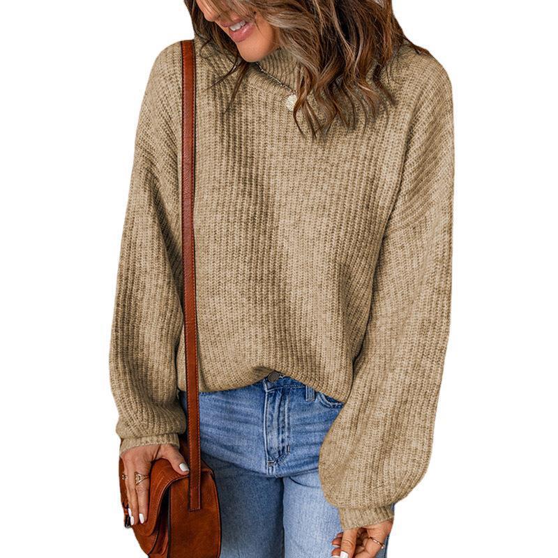 Women's Autumn And Winter Turtleneck Solid Color Loose Pullover Sweater