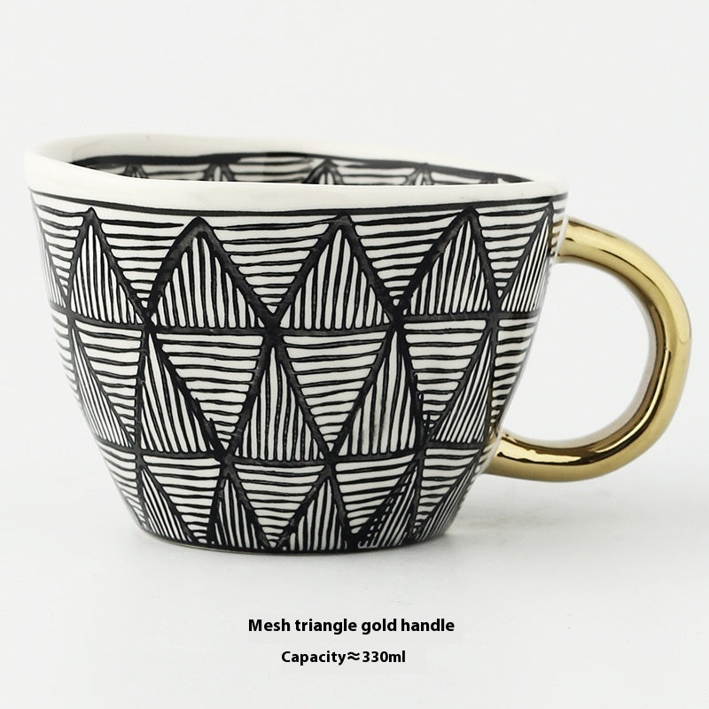 Geometric Hand Pinch Irregular Wide Mouth Ceramic Cup