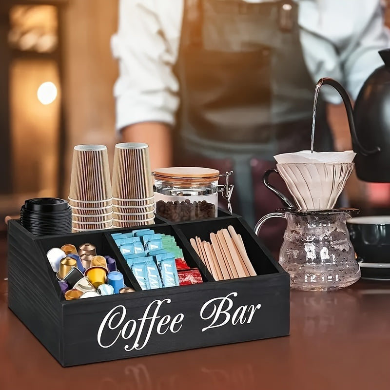 Durable Wooden Divider Coffee Capsule Organizer, Suitable For Coffee Shops, Kitchens, And Offices, Coffee Bar Accessories, Kitchen Accessories.
