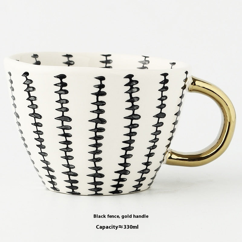 Geometric Hand Pinch Irregular Wide Mouth Ceramic Cup