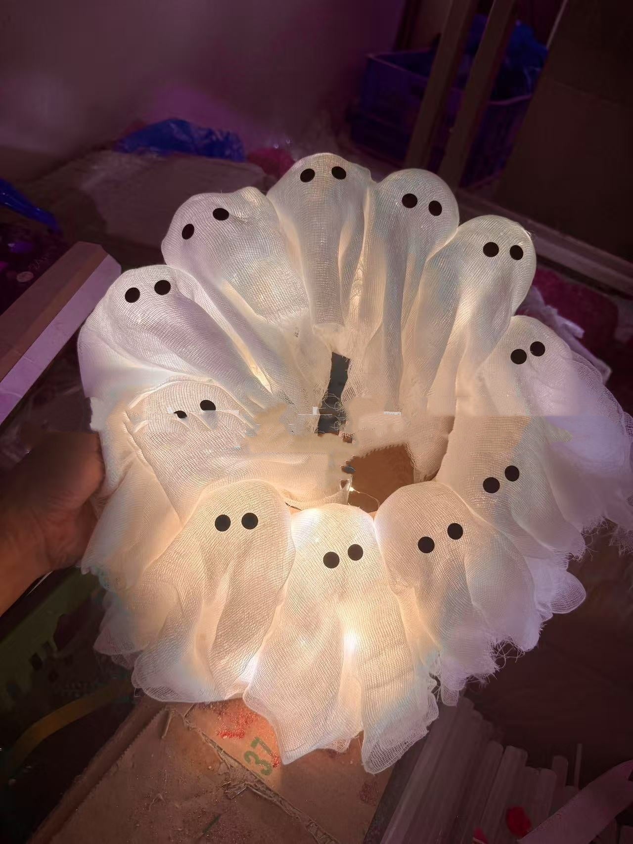 Halloween Light Up Ghost Garland Front Door Decoration Pendant