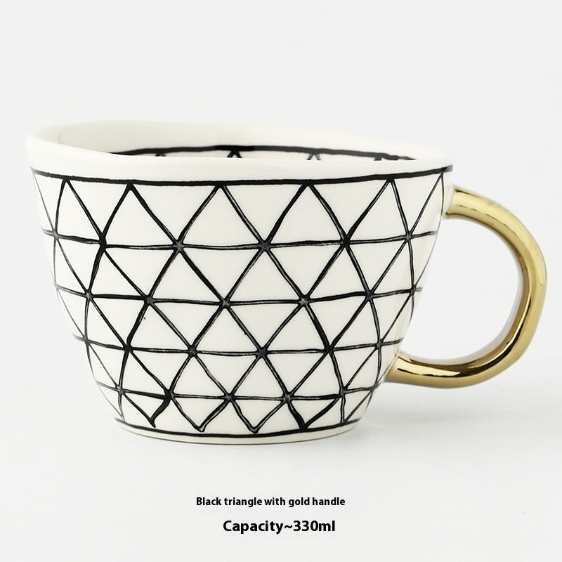 Geometric Hand Pinch Irregular Wide Mouth Ceramic Cup