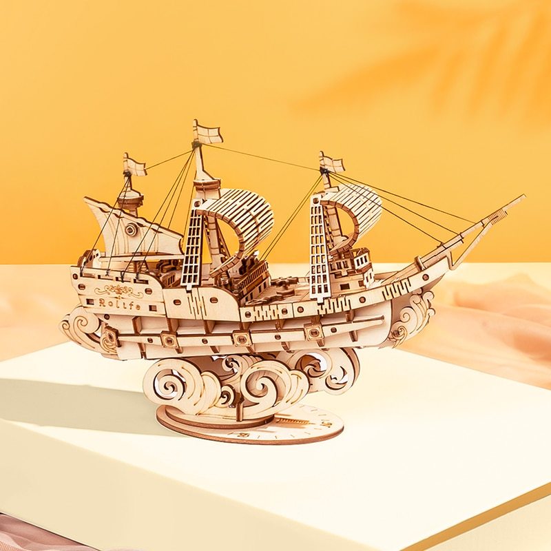 Wooden Puzzle Games Boat & Ship Model Toys For Children