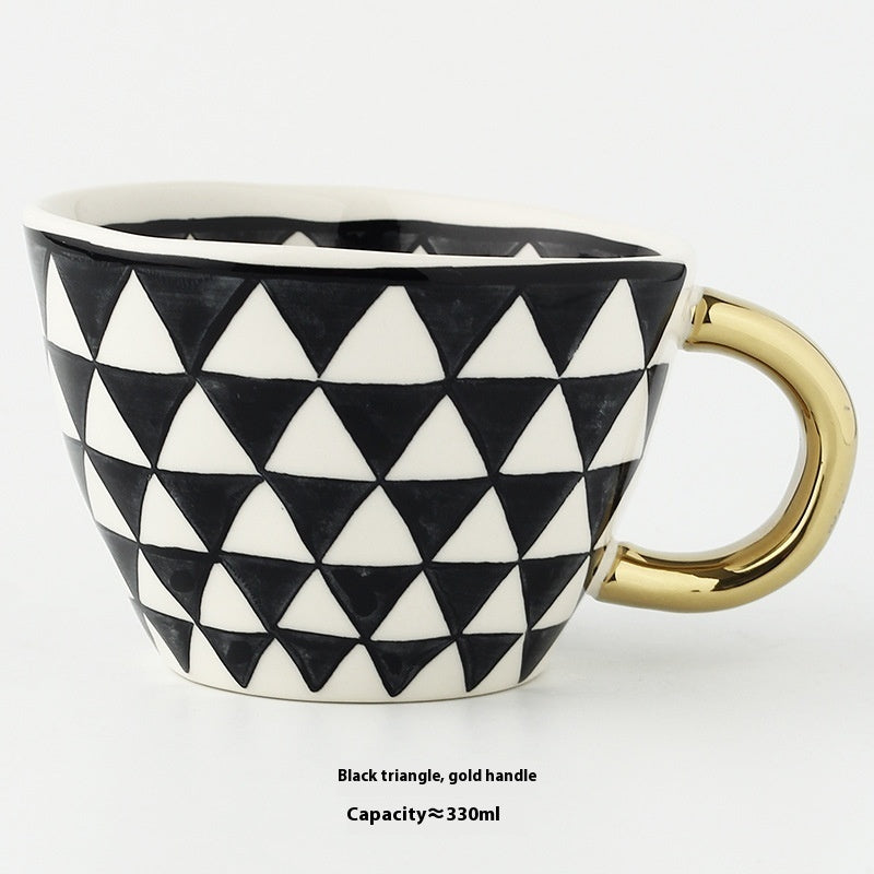 Geometric Hand Pinch Irregular Wide Mouth Ceramic Cup