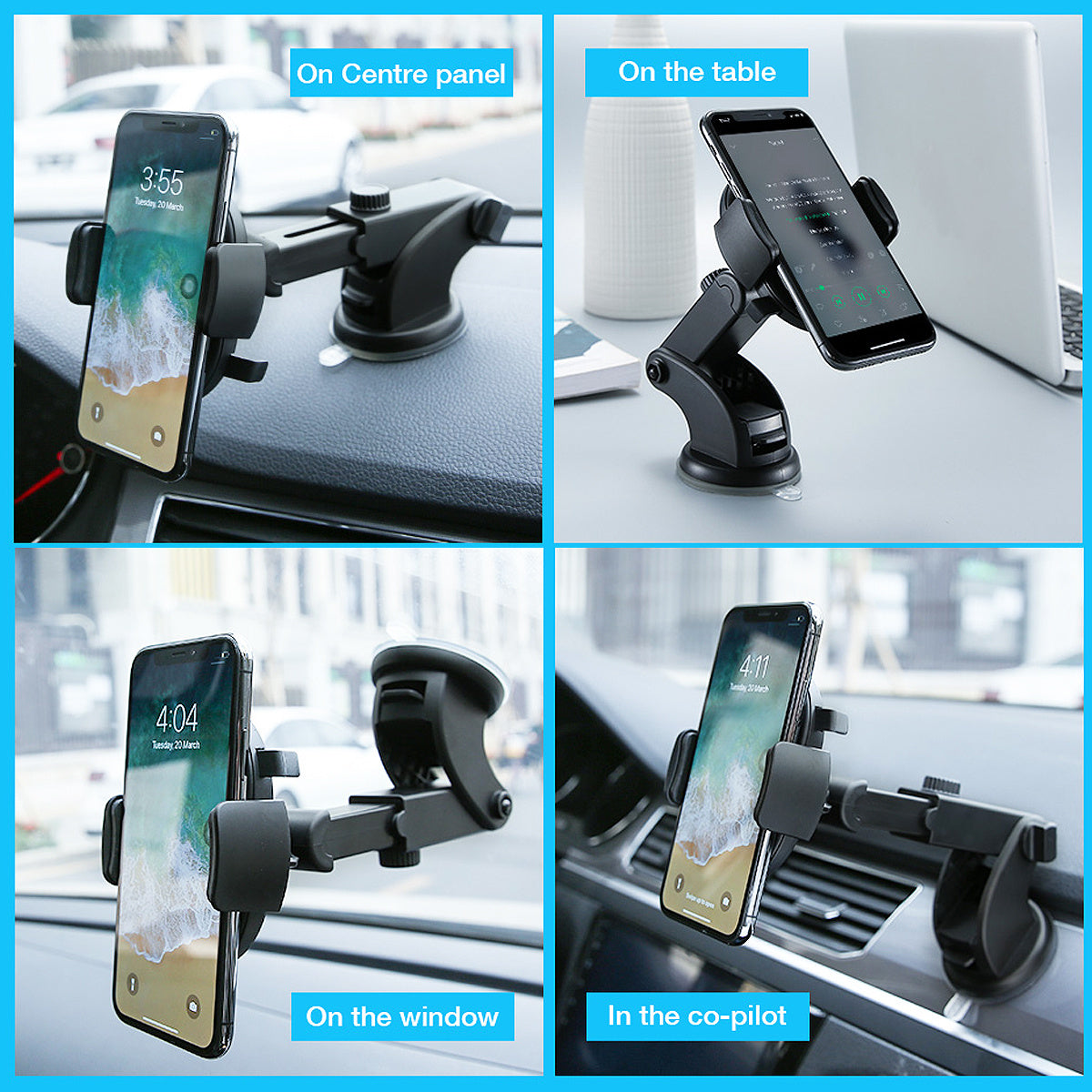 Long Rod Telescopic Car Phone Holder Suction Cup Type