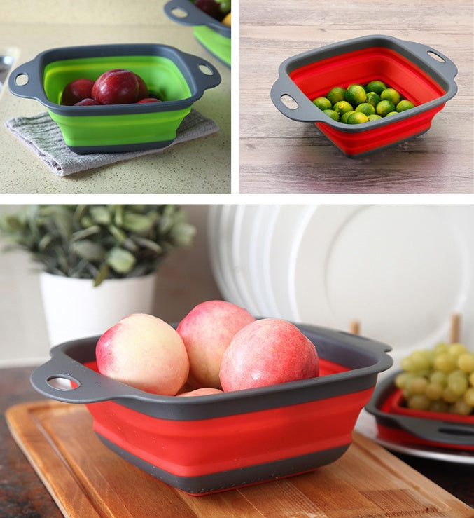 Square Folding Drain Fruit Basket