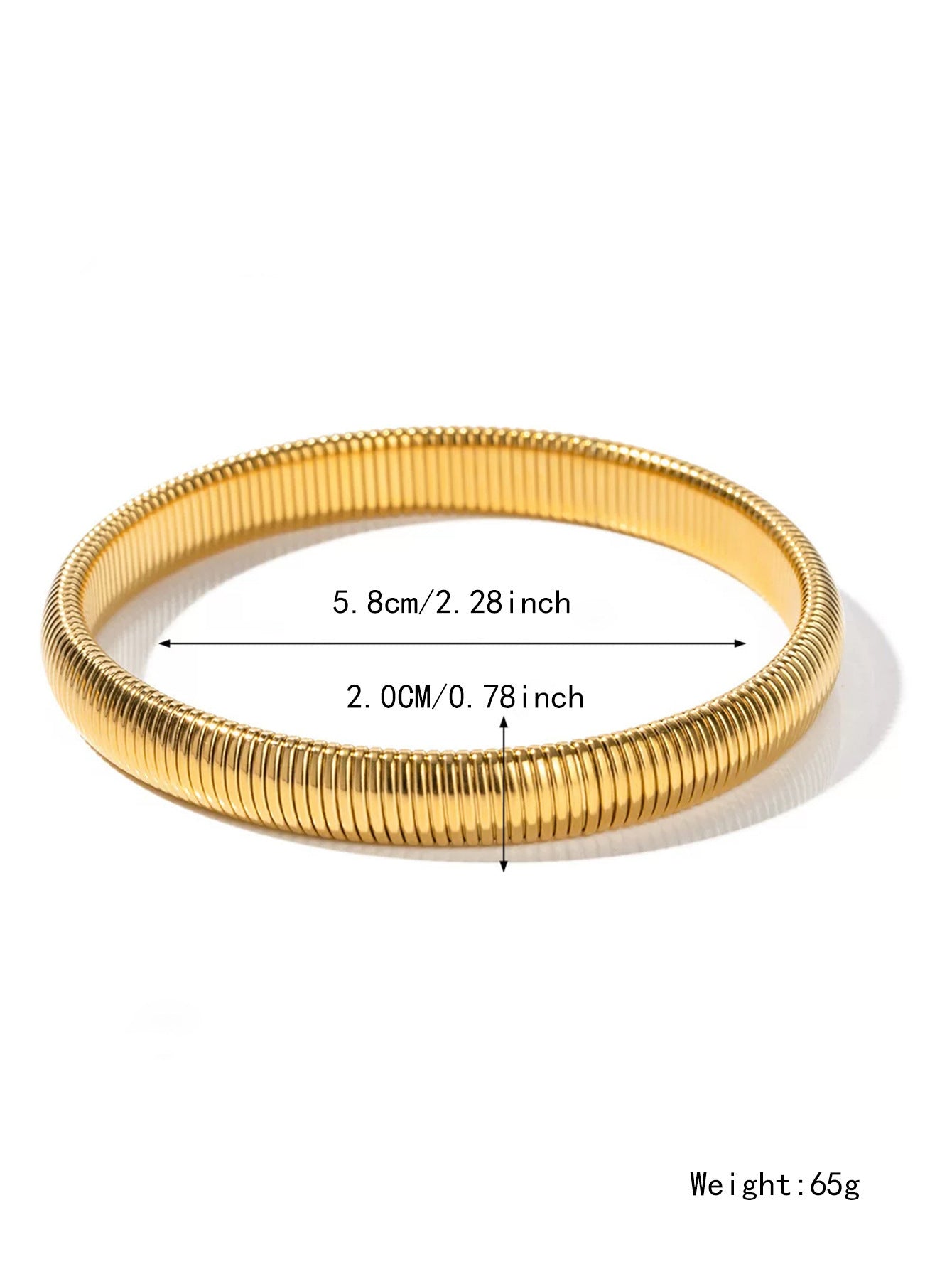 Women's Exaggerated Vertical Stripe Ring Elastic Titanium Steel Bracelet