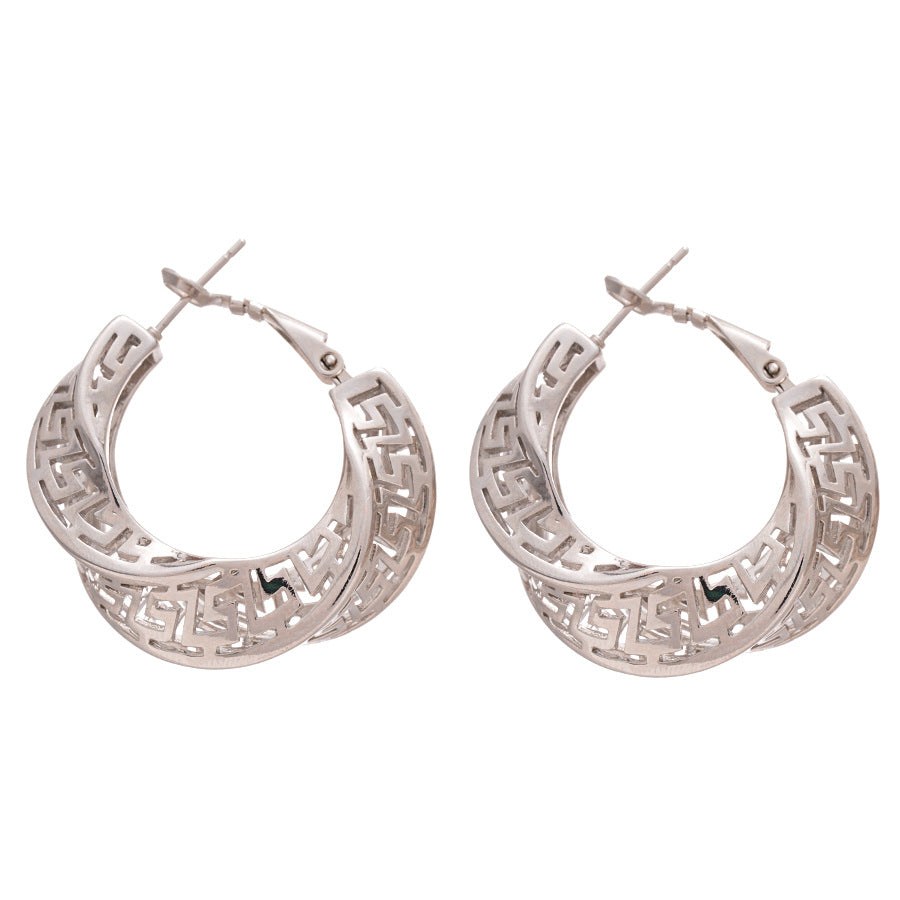 Exaggerated Twisted Round Geometric Women's Hollow Stud Earrings