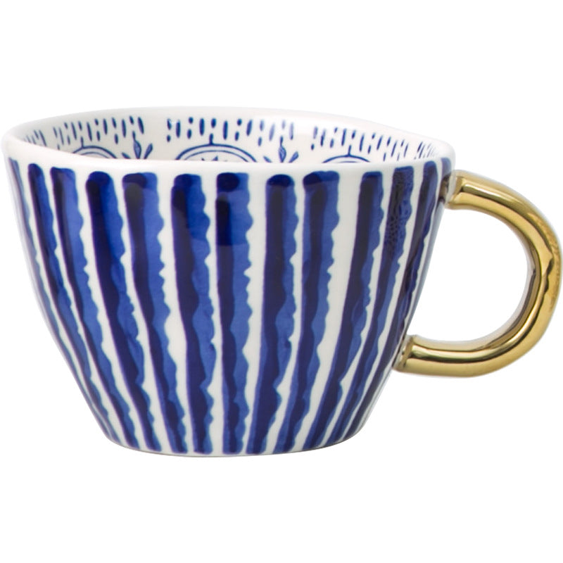 Geometric Hand Pinch Irregular Wide Mouth Ceramic Cup