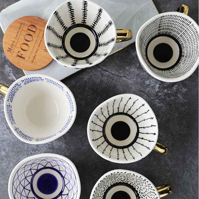 Geometric Hand Pinch Irregular Wide Mouth Ceramic Cup