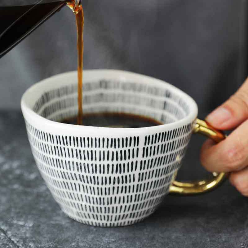 Geometric Hand Pinch Irregular Wide Mouth Ceramic Cup