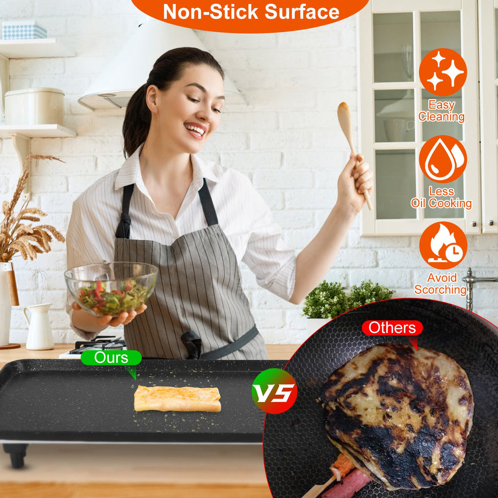 1Pc Electric Barbecue Grill Hot Plate Cooking BBQ Griddle Non Stick Table Top Grill Griddle For Indoor Outdoor Camping Picnic Family Gathering Friend Party