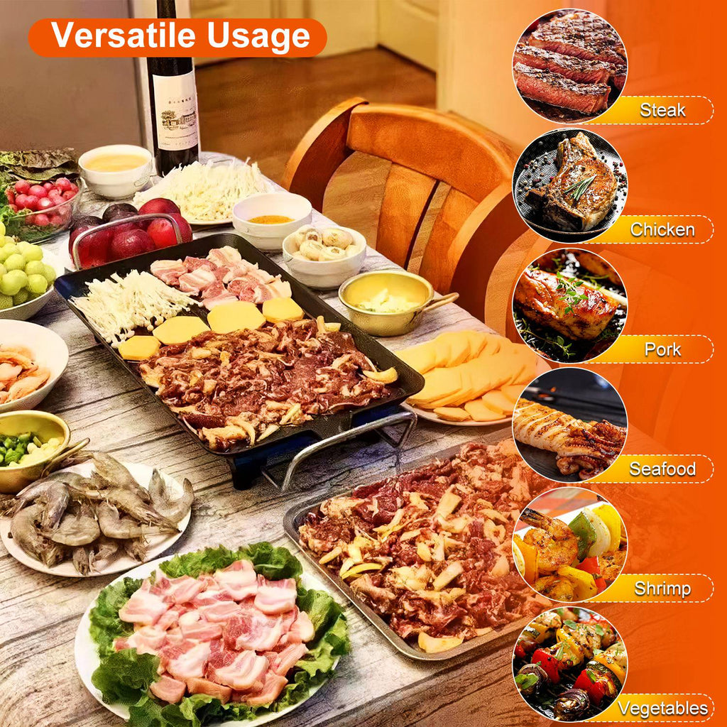 1Pc Electric Barbecue Grill Hot Plate Cooking BBQ Griddle Non Stick Table Top Grill Griddle For Indoor Outdoor Camping Picnic Family Gathering Friend Party