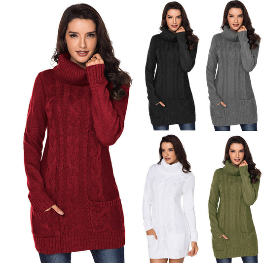Solid Color Long-sleeved Turtleneck Knitted Sweater