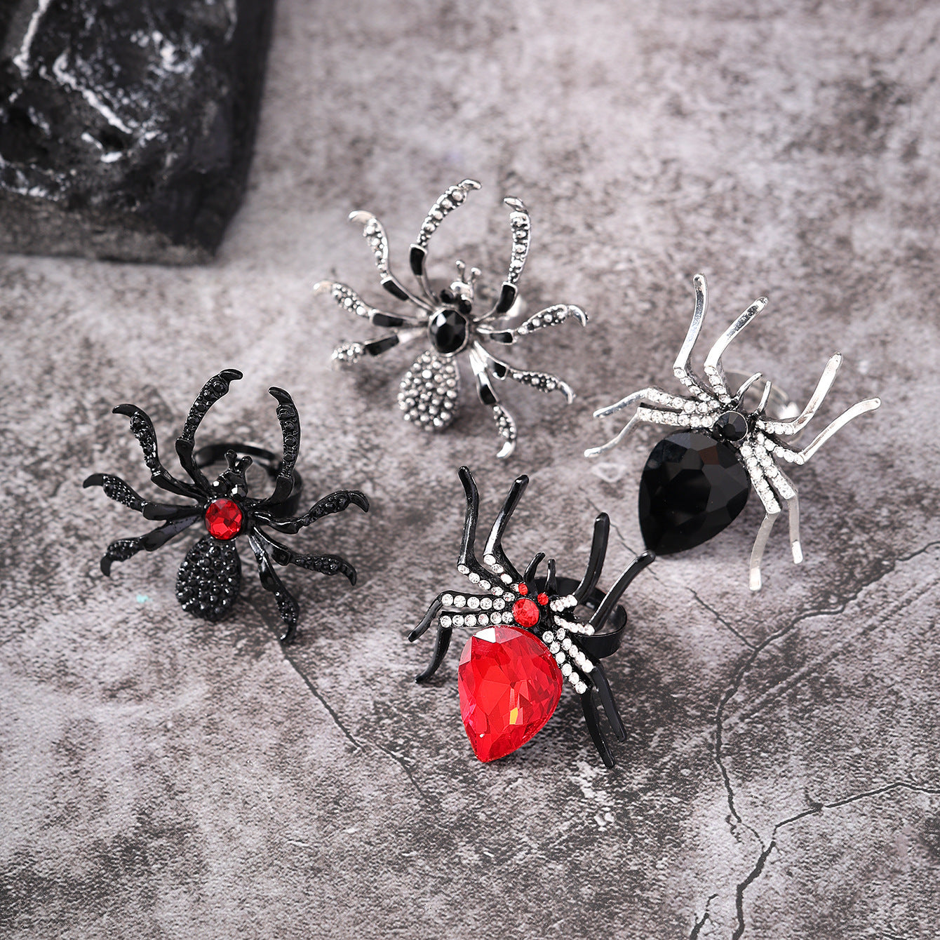 Halloween Spider Ring With Rhinestone Ins Personality Fashion