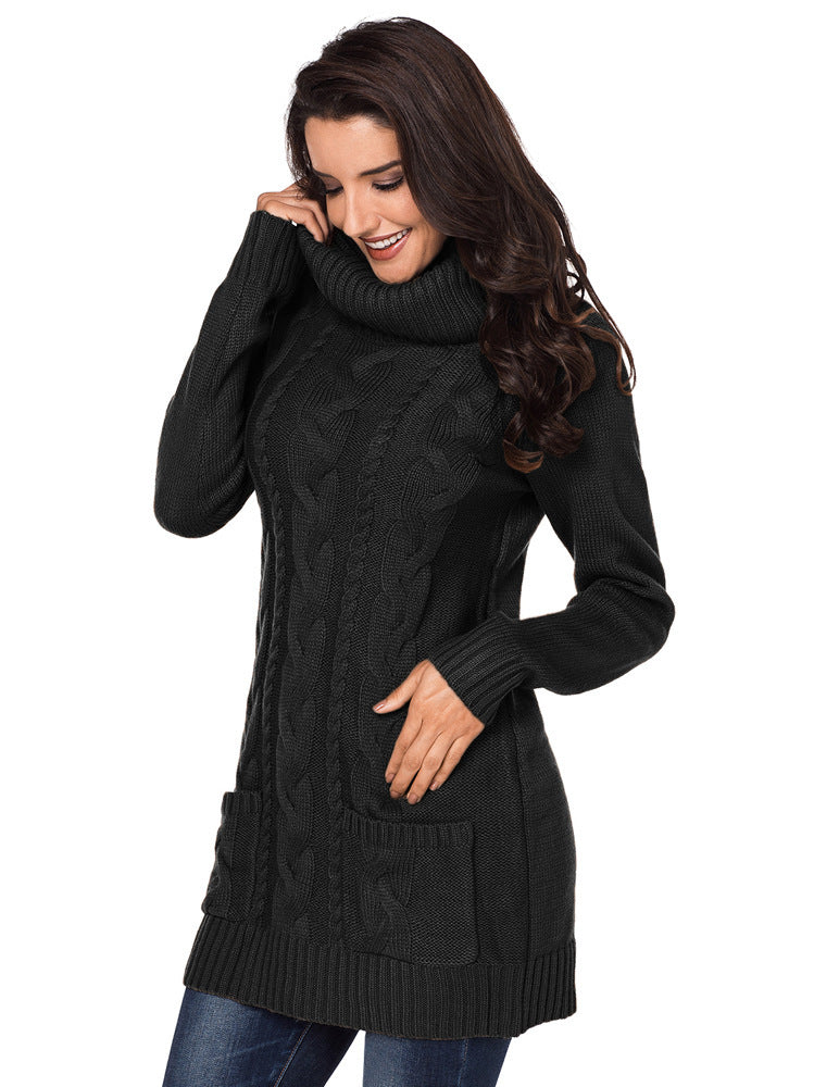 Solid Color Long-sleeved Turtleneck Knitted Sweater