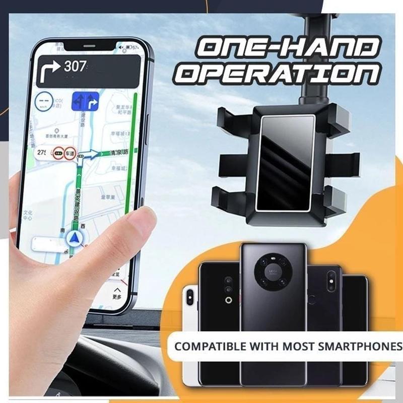 Multifunctional 360 Rearview Mirror Phone Holder For Car