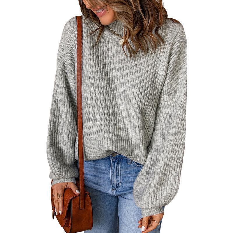 Women's Autumn And Winter Turtleneck Solid Color Loose Pullover Sweater