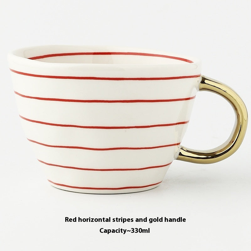Geometric Hand Pinch Irregular Wide Mouth Ceramic Cup