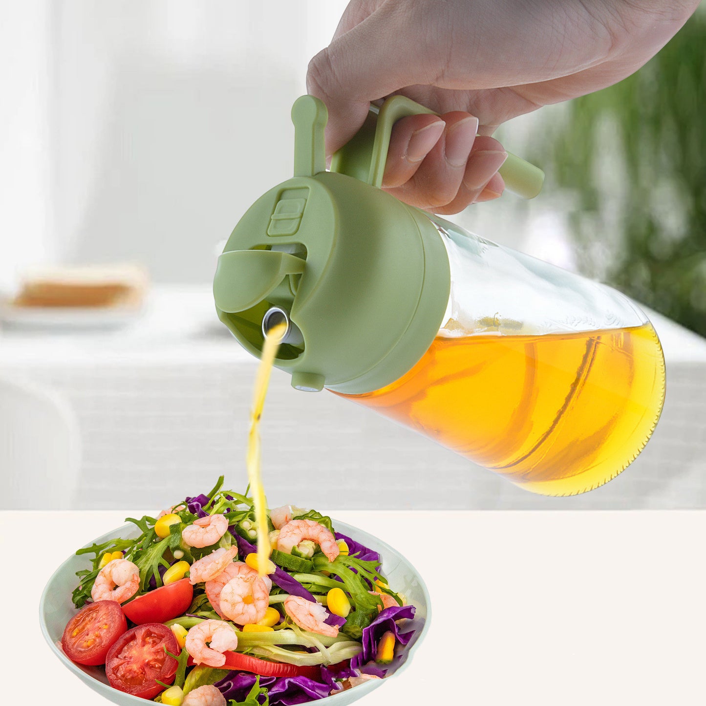 Household Kitchen Large Capacity 470ml Glass Oiler