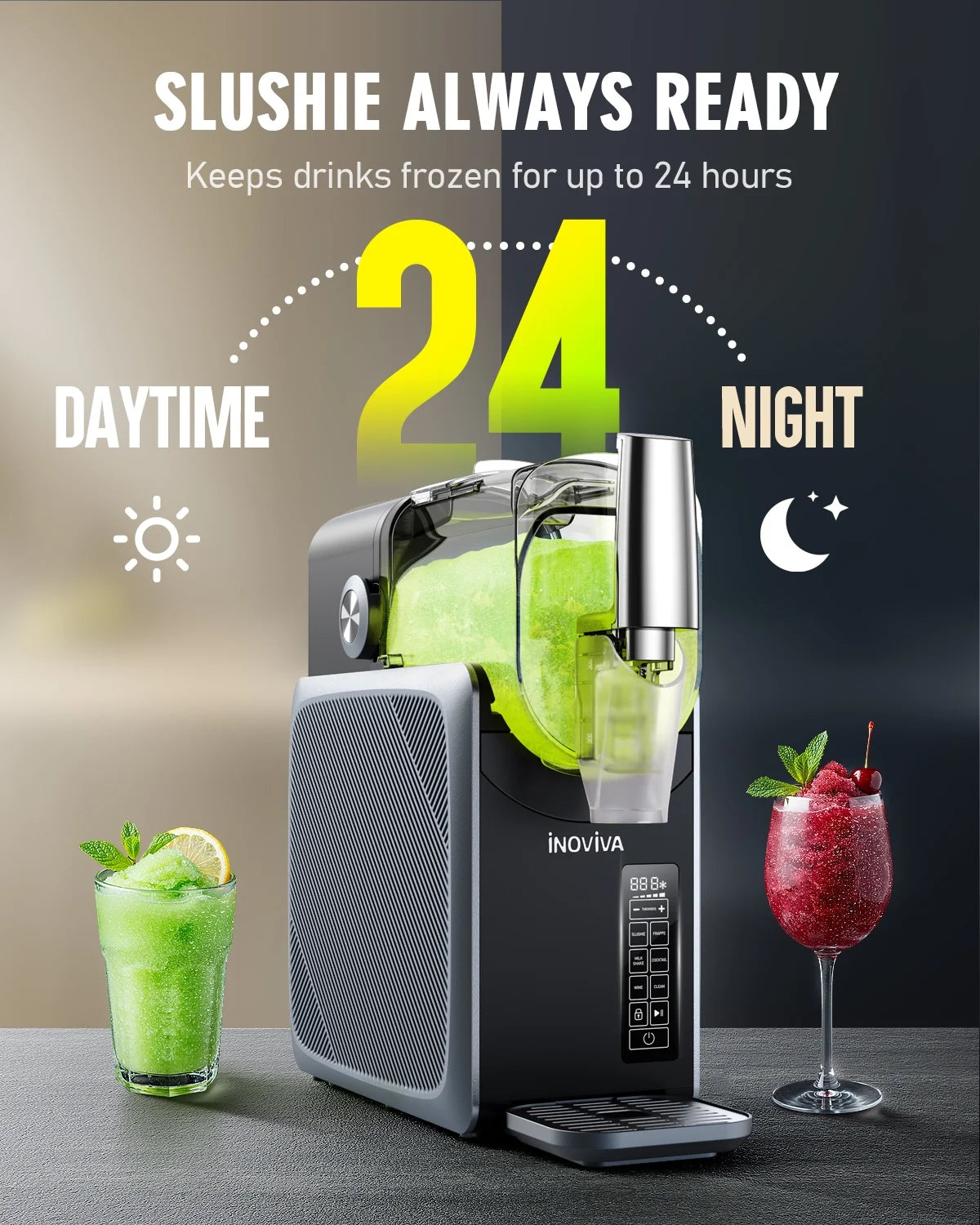 Slushie Machine, No Ice Needed,  68 Oz Frozen Drink Maker for Home with Self-Cleaning, 5 Preset Programs, Frozen Margaritas, Frappés, Milkshake, and More