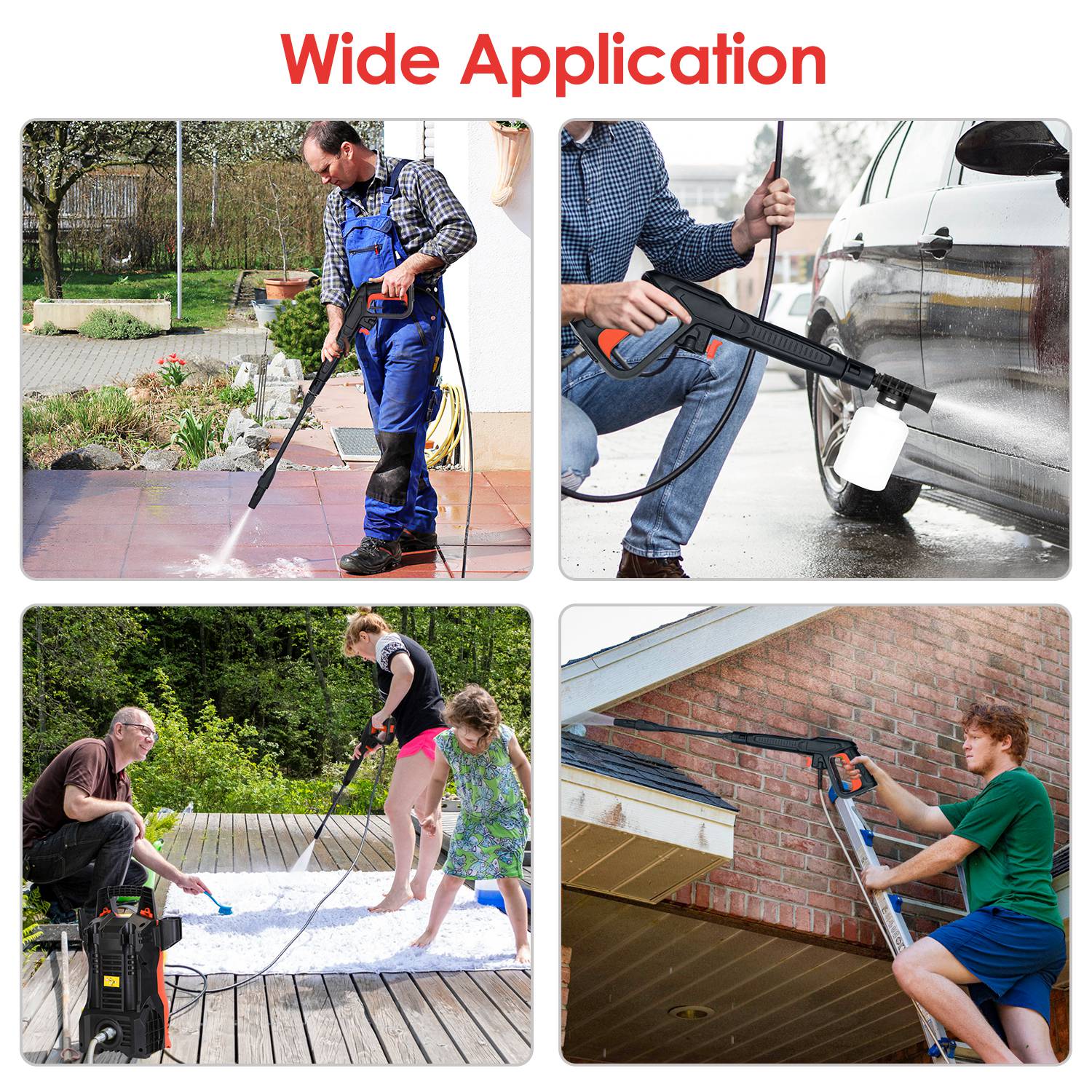 1Pc Electric High Pressure Washer 1740PSI  Powerful Car Washer Pressure Cleaner With Adjustable Spray
 Nozzle Soap Dispenser IPX5 Waterproof For Patio Garden Driveway