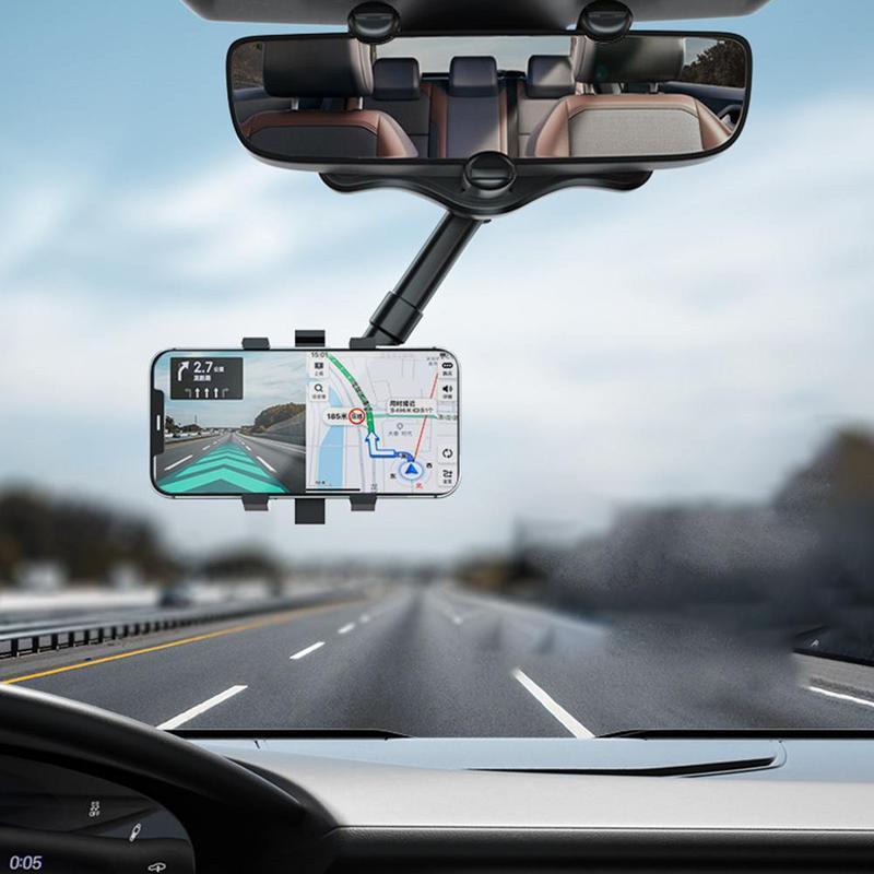 Multifunctional 360 Rearview Mirror Phone Holder For Car
