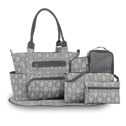 8Pcs Baby Nappy Diaper Bags Set For Mom Dad Mummy Handbags Multifunctional Diaper Changing Bags With Bottle Bag Mesh Bag Purse Diaper Pad 2 Burp Cloths 2 Hook Straps