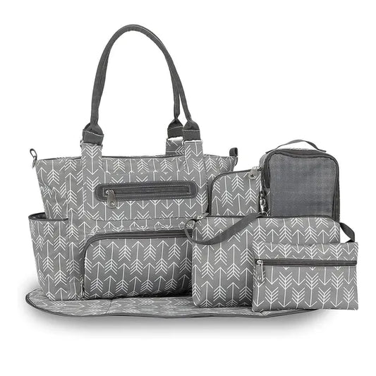 8Pcs Baby Nappy Diaper Bags Set For Mom Dad Mummy Handbags Multifunctional Diaper Changing Bags With Bottle Bag Mesh Bag Purse Diaper Pad 2 Burp Cloths 2 Hook Straps