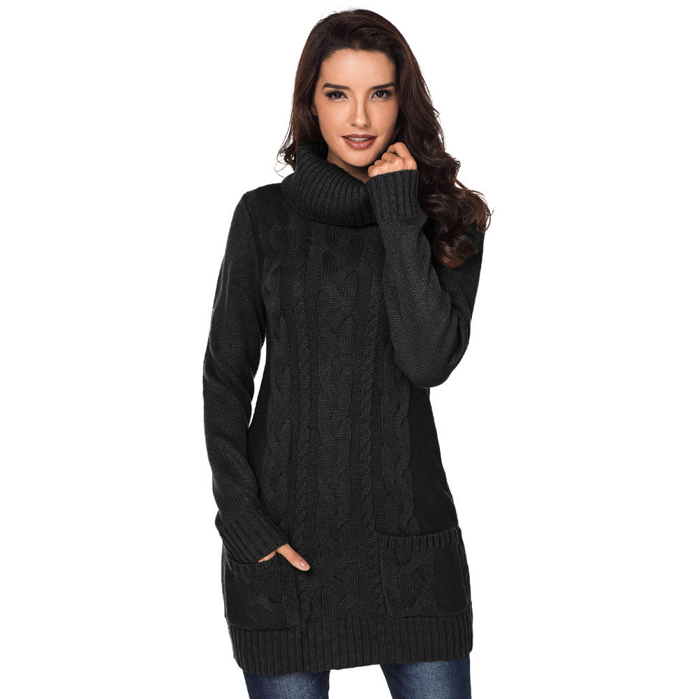 Solid Color Long-sleeved Turtleneck Knitted Sweater