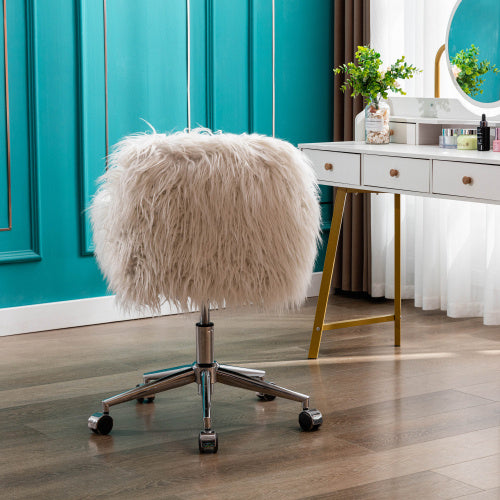 Modern Faux Fur Home Office Chairs, Hairy Chairs For Girls, Makeup Dressing Chairs